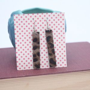 Rectangle‎ Leather Earrings - Leopard